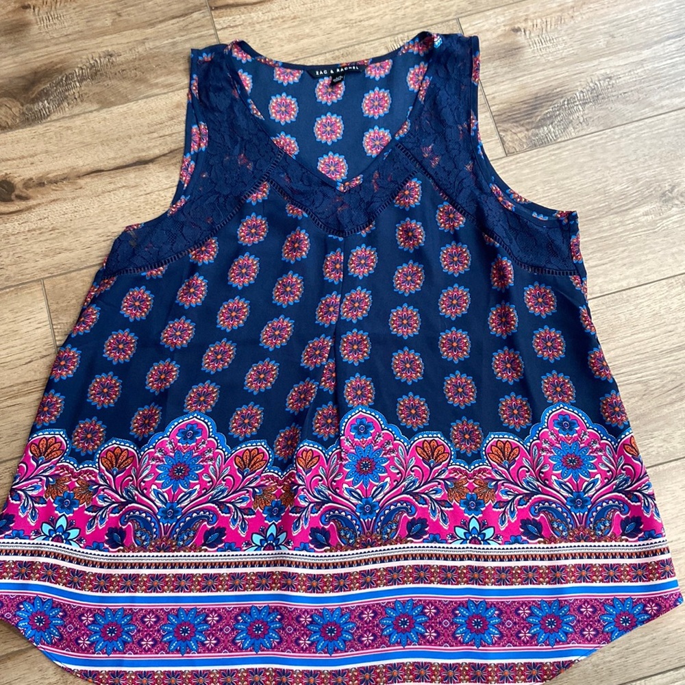 NWOT Navy and pink silky tank
